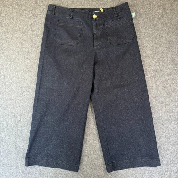 Maeve Anthropologie Womens Dark Colette Sparkle Wide Leg Crop Jeans 18W Boho NWT - Picture 1 of 13